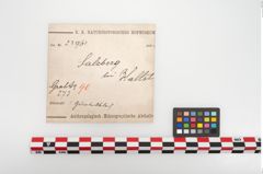 Etikett zu Bronzegürtelblech (NHMW-PRAE-023965)